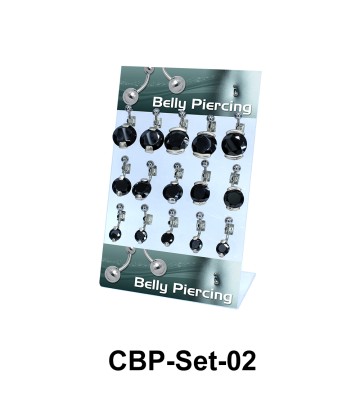 15 Black CZ Belly Piercing Set CBP-Set-02