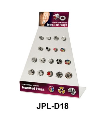 Empty 18 Holes Jewelled Plugs Display JPL-D18