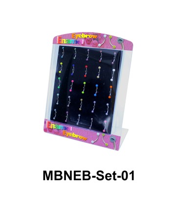 25 Enamel Balls Eyebrow Piercing Set MBNEB-Set-01