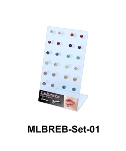 24 Rainbow Balls Labret Piercing Set MLBREB-Set-01