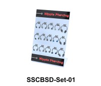 15 Nipple Piercing Rings Set SSCBSD-Set-01