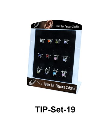 12 Upper Ear Piercing Shields Set TIP-Set-19