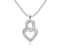 Heart Padlock Designed Silver Necklace SPE-4096