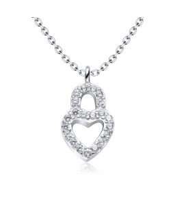 Heart Padlock Designed Silver Necklace SPE-4096