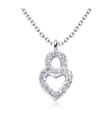 Heart Padlock Designed Silver Necklace SPE-4096