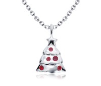 Christmas Tree Designed Silver Necklace SPE-5219