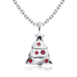 Christmas Tree Designed Silver Necklace SPE-5219