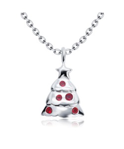 Christmas Tree Designed Silver Necklace SPE-5219