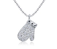 Christmas Mitten Designed with CZ Silver Necklace SPE-5220