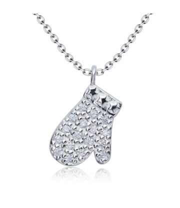 Christmas Mitten Designed with CZ Silver Necklace SPE-5220