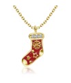 Christmas Sock With Crystal Silver Necklace SPE-5222