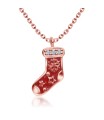 Christmas Sock With Crystal Silver Necklace SPE-5222