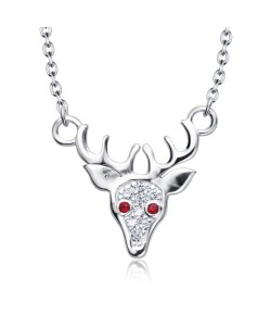  Christmas Reindeer Buckhead With CZ Silver Necklace SPE-5224