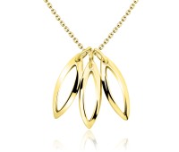 Gold Plated Triple Leaf Shaped Silver Necklace SPE-741-GP