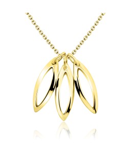 Gold Plated Triple Leaf Shaped Silver Necklace SPE-741-GP
