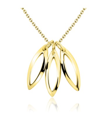 Gold Plated Triple Leaf Shaped Silver Necklace SPE-741-GP