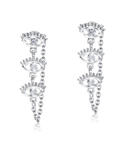 Women Eyes Style With CZ Stone Silver Stud Earrings STC-2182