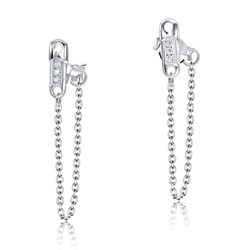 Safety Pin Designed with CZ Stone Silver Ear Stud STC-2184