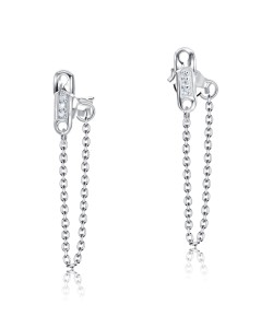 Safety Pin Designed with CZ Stone Silver Ear Stud STC-2184