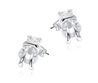 Knot Designed with CZ Stone Silver Ear Stud STS-5085