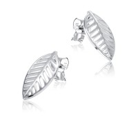 Leaf Shaped Silver Ear Stud STS-5107