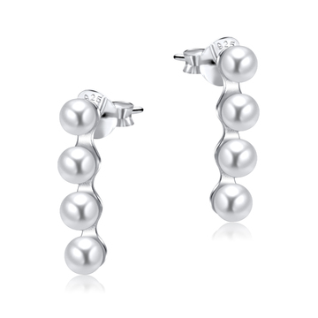 Straight Line with Pearl Silver Ear Stud STS-5267