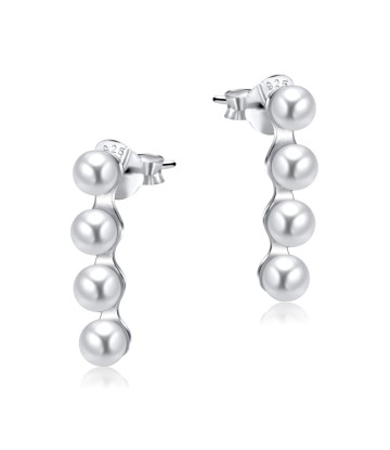 Straight Line with Pearl Silver Ear Stud STS-5267