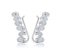 Silver Rectangle with CZ Stone Earrings EL-3578