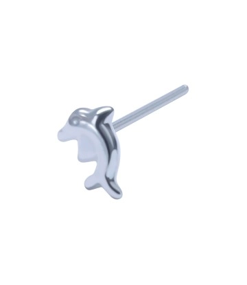 Dolphin Shaped Silver Straight Nose Stud NSKA-1346