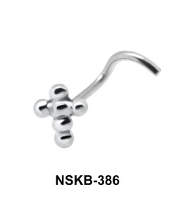 Ball Plus Shaped Silver Curved Nose Stud NSKB-386