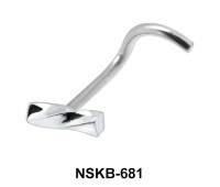 Log Shaped Silver Curved Nose Stud NSKB-681