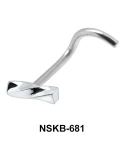 Log Shaped Silver Curved Nose Stud NSKB-681