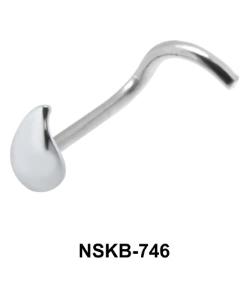 Drop Shaped Silver Curved Nose Stud NSKB-746