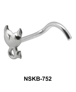Wicked Heart Shaped Silver Curved Nose Stud NSKB-752