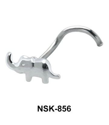 Elephant Shaped Silver Curved Nose Stud NSKB-856