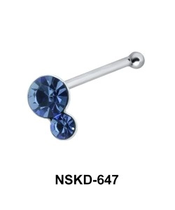 Dual Stones Silver Bone Nose Stud NSKD-647