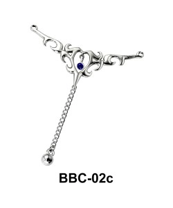 Heart Chained back Belly Chain BBC-02c