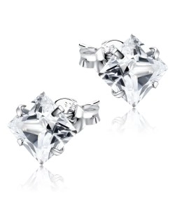 Square Shaped CZ Earring Silver ECS-03-8