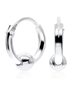 Silver Hoop Earring with Ball HO-6mm-B