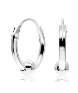 Silver Hoop Earring with Ball HO-8mm-B