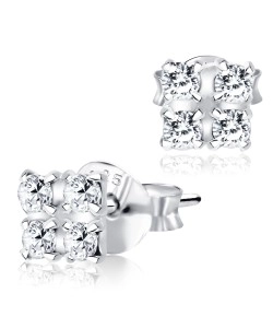Stud Earring Square CZ Stone ST-1033