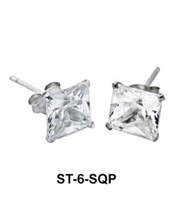 Big Square CZ Stud Earring ST-6-SQP