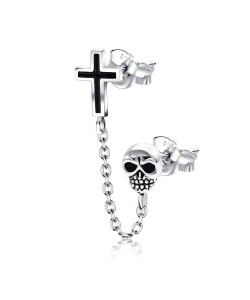 Cross and Skull Stud Earrings Chain STC-68