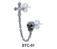 Stud Chain Cross and Skull STC-91
