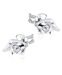 Heart Stone Elephant Shaped Silver Studs Earrings STS-262