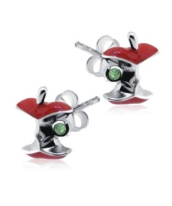 Eaten Apple with Stone Shaped Silver Studs Earrings STS-268