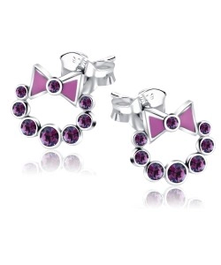 Bow with Multiple Stones Stud Earrings STS-270