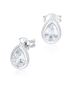 CZ Teardrop Shaped Silver Ear Stud STS-3366