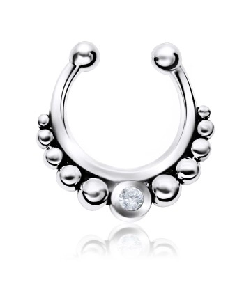 Indian One Stone Set Shape Septum Clip Ring STCR-15
