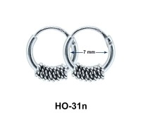 Silver Hoop Earrings with Rings HO-31n